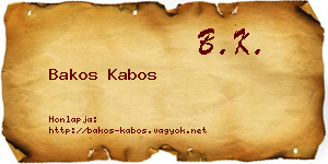 Bakos Kabos névjegykártya